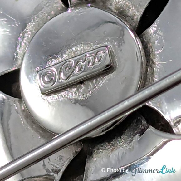 Vintage Coro Silver Tone Ginkgo Leaf Brooch - 1950s Mid Century Floral Pin - Picture 9 of 10